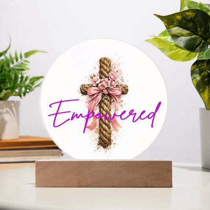 Courageous Heart Cross Circle Acrylic Plaque – Christian Gift for Women