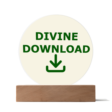 Divine Download Circle Acrylic Plaque | Green Download Icon | Cream