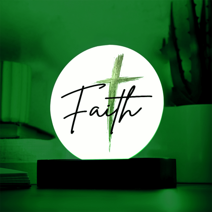 Faith Cross Gold Circle Acrylic Plaque | Christian Desk Decor Sign