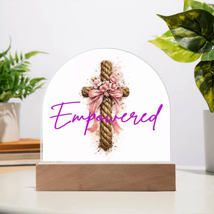 Courageous Heart Cross Dome Acrylic Plaque – Christian Gift for Women