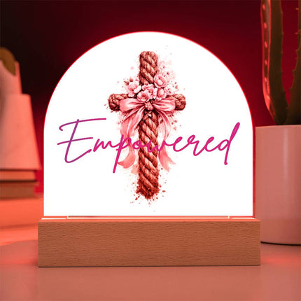 Courageous Heart Cross Dome Acrylic Plaque – Christian Gift for Women