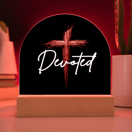 Devoted Cross LED Acrylic Dome Plaque – Christian Gift for Men