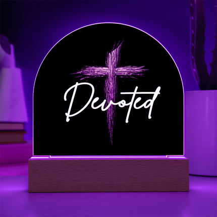 Devoted Cross LED Acrylic Dome Plaque – Christian Gift for Men