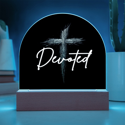 Devoted Cross LED Acrylic Dome Plaque – Christian Gift for Men