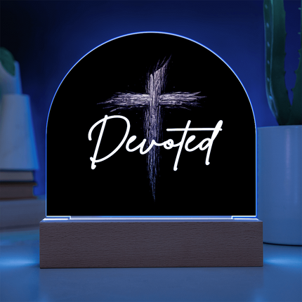 Devoted Cross LED Acrylic Dome Plaque – Christian Gift for Men