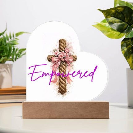 Courageous Heart Cross Heart Acrylic Plaque – Christian Gift for Women