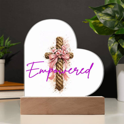 Courageous Heart Cross Heart Acrylic Plaque – Christian Gift for Women