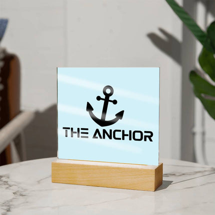 The Anchor Acrylic Plaque | Black Anchor Icon | Light Blue