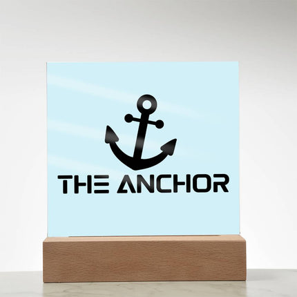 The Anchor Acrylic Plaque | Black Anchor Icon | Light Blue