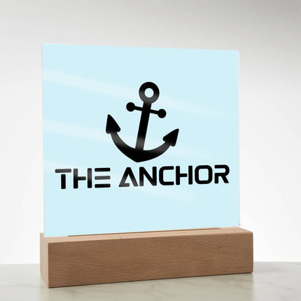 The Anchor Acrylic Plaque | Black Anchor Icon | Light Blue