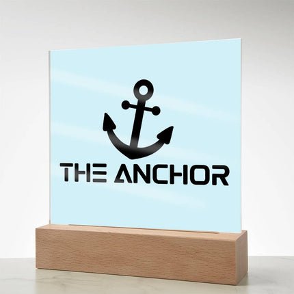 The Anchor Acrylic Plaque | Black Anchor Icon | Light Blue