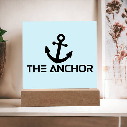The Anchor Acrylic Plaque | Black Anchor Icon | Light Blue