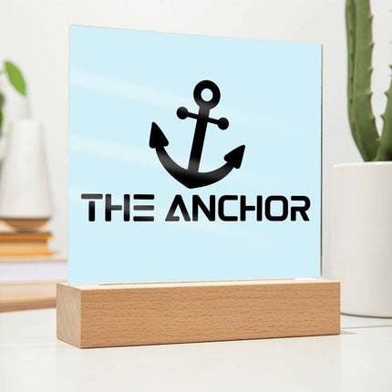 The Anchor Acrylic Plaque | Black Anchor Icon | Light Blue