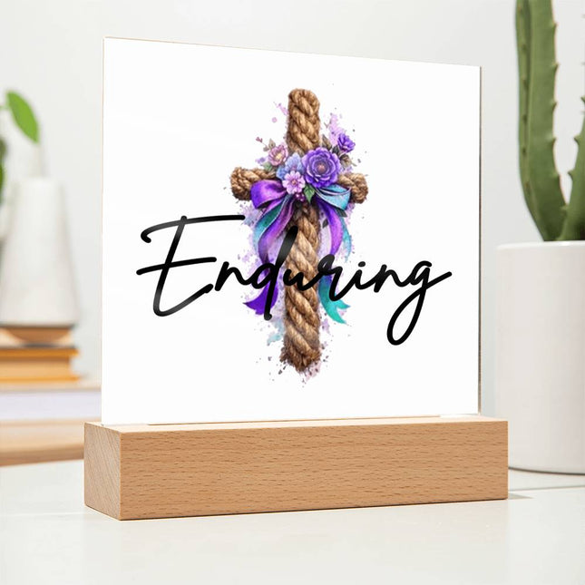 Modern Christian acrylic square for women — "Steady, rooted, hers" — a faith-forward gift, ready to give