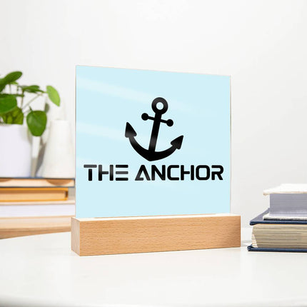The Anchor Acrylic Plaque | Black Anchor Icon | Light Blue