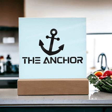 The Anchor Acrylic Plaque | Black Anchor Icon | Light Blue
