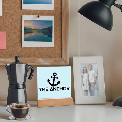 The Anchor Acrylic Plaque | Black Anchor Icon | Light Blue