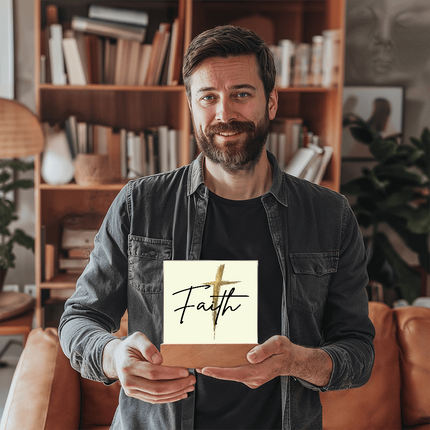 Faith Cross Gold Acrylic Plaque | Christian Desk & Shelf Decor