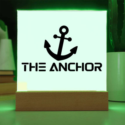 The Anchor Acrylic Plaque | Black Anchor Icon | Light Blue