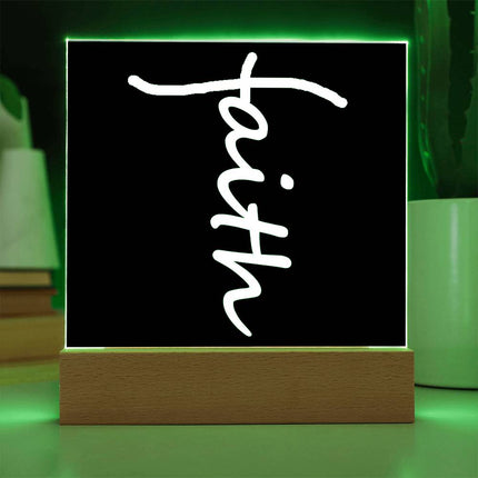 Faith Acrylic Plaque | LED Lighted Christian Decor Sign (Black)