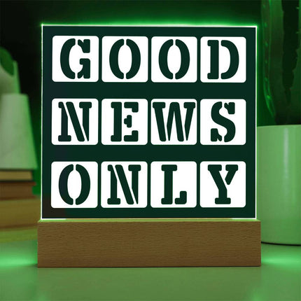 Good News Only Acrylic Plaque | Stencil Block Text | Navy