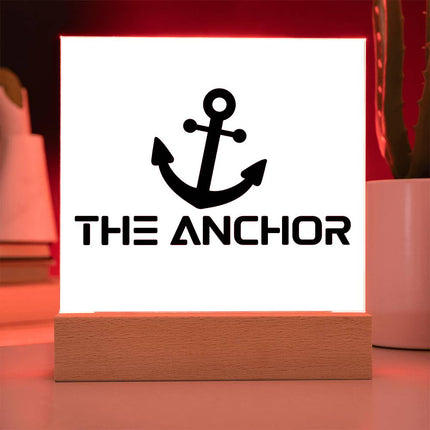 The Anchor Acrylic Plaque | Black Anchor Icon | Light Blue