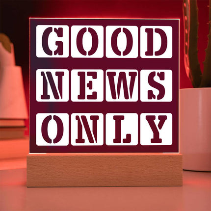 Good News Only Acrylic Plaque | Stencil Block Text | Navy