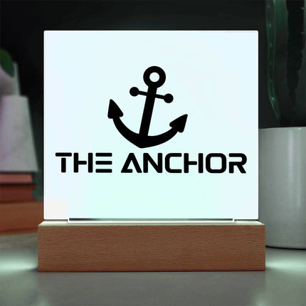 The Anchor Acrylic Plaque | Black Anchor Icon | Light Blue
