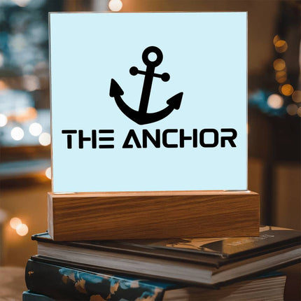 The Anchor Acrylic Plaque | Black Anchor Icon | Light Blue