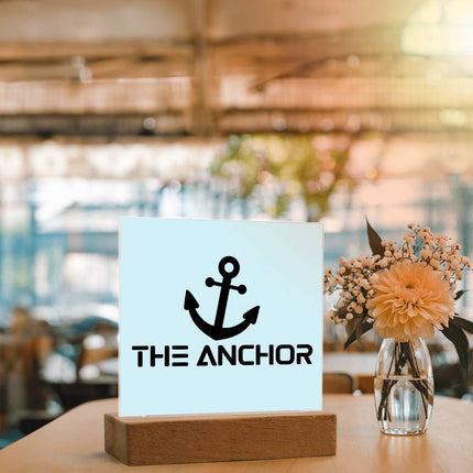 The Anchor Acrylic Plaque | Black Anchor Icon | Light Blue