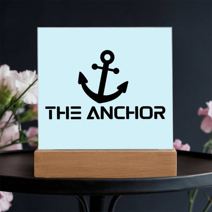 The Anchor Acrylic Plaque | Black Anchor Icon | Light Blue