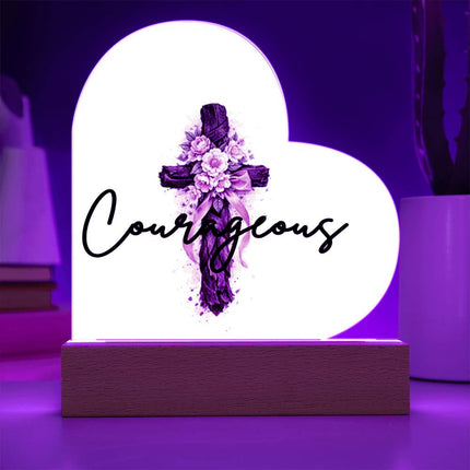 Courageous | Christian Heart Acrylic Plaque and Sweetest Devotion Flower Bouquet | Gift for Her