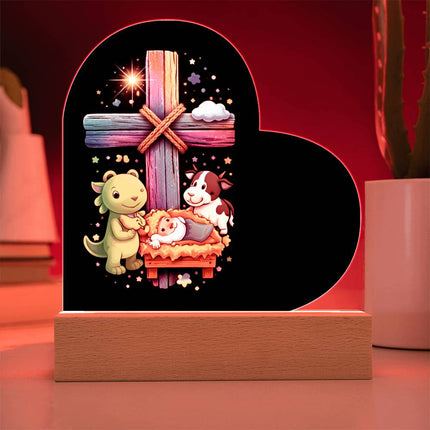 Rainbow Cross Frog And Cow | Christian Heart Acrylic Plaque and Sweetest Devotion Flower Bouquet | Gift for Kids