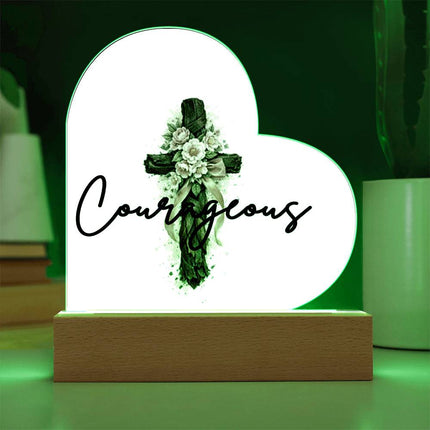 Courageous | Christian Heart Acrylic Plaque and Sweetest Devotion Flower Bouquet | Gift for Her