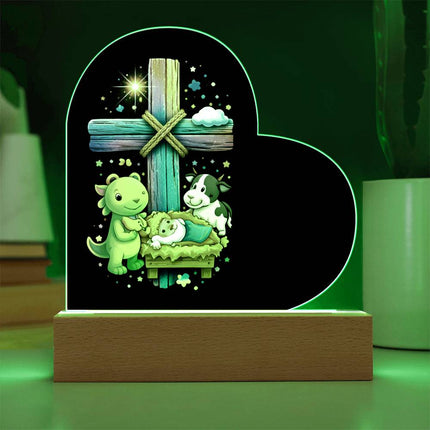 Rainbow Cross Frog And Cow | Christian Heart Acrylic Plaque and Sweetest Devotion Flower Bouquet | Gift for Kids