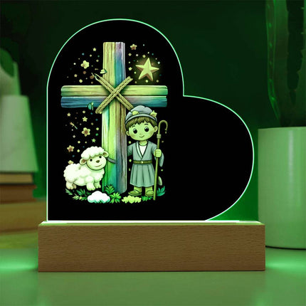 Rainbow Cross Little Shepherd | Christian Heart Acrylic Plaque and Sweetest Devotion Flower Bouquet | Gift for Kids