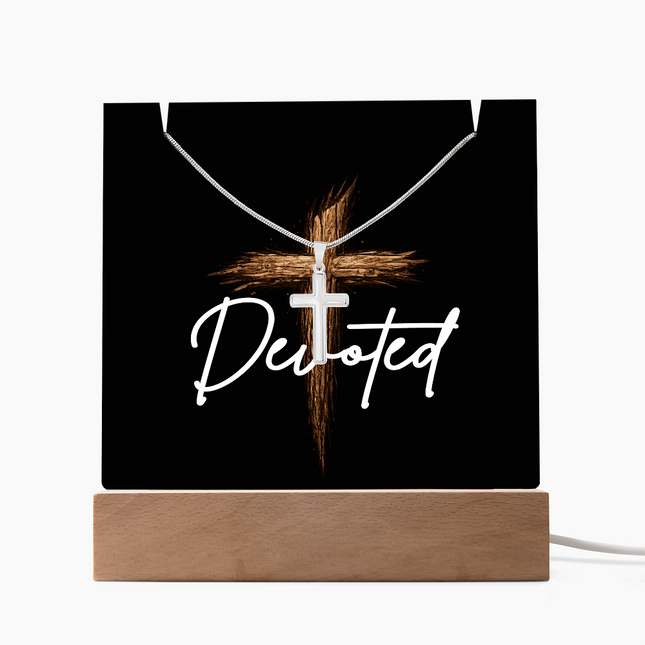Devoted Cross Acrylic Keepsake & Necklace – Christian Gift for Men