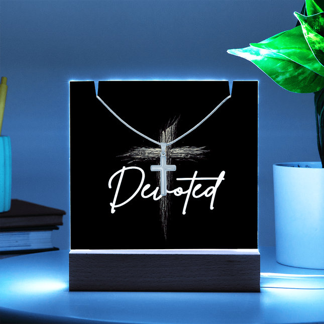 Devoted Cross Acrylic Keepsake & Necklace – Christian Gift for Men