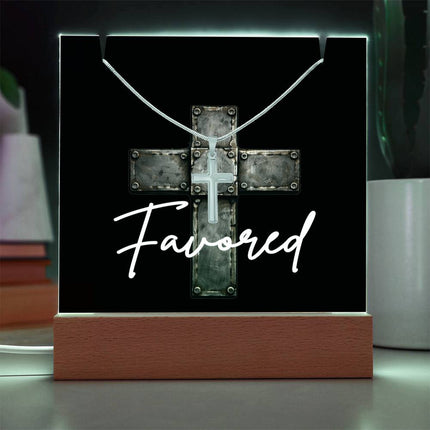 Favored Cross Acrylic Keepsake & Necklace – Christian Gift for Men