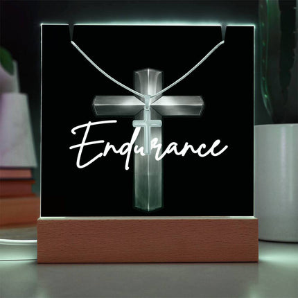 Endurance Cross Acrylic Keepsake & Necklace – Christian Gift for Men