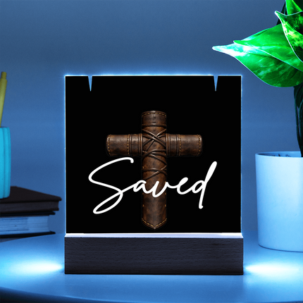Saved Cross Acrylic Keepsake & Necklace – Christian Gift for Men