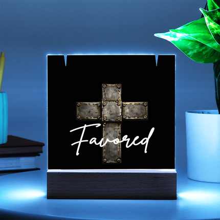 Favored Cross Acrylic Keepsake & Necklace – Christian Gift for Men