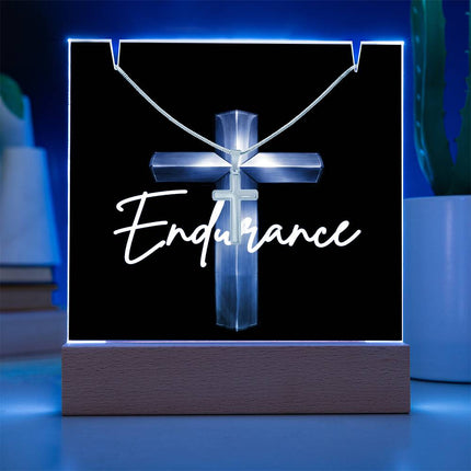 Endurance Cross Acrylic Keepsake & Necklace – Christian Gift for Men