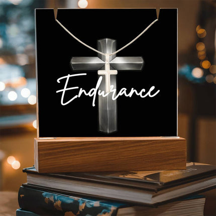 Endurance Cross Acrylic Keepsake & Necklace – Christian Gift for Men