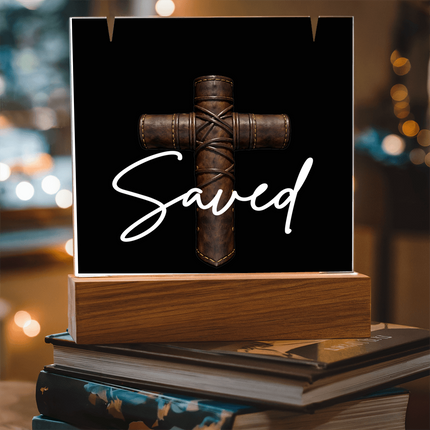 Saved Cross Acrylic Keepsake & Necklace – Christian Gift for Men