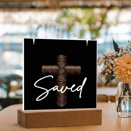 Saved Cross Acrylic Keepsake & Necklace – Christian Gift for Men