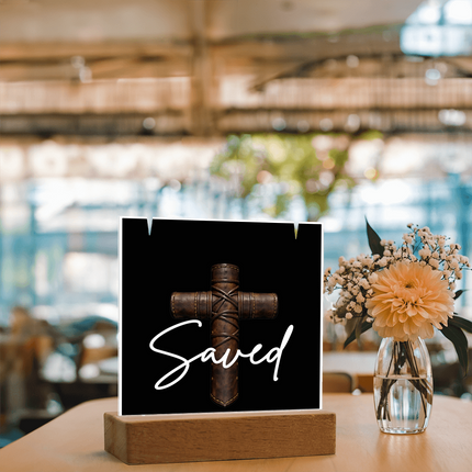 Saved Cross Acrylic Keepsake & Necklace – Christian Gift for Men