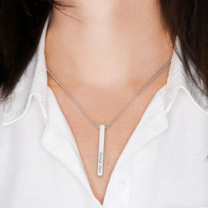 Praying Hands & Rosary Rainbow Cross Engraved Bar Necklace – Christian Gift for Kids