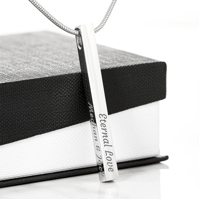 Devoted | Christian Engraved 4-Sided Stick Necklace | Gift for Her