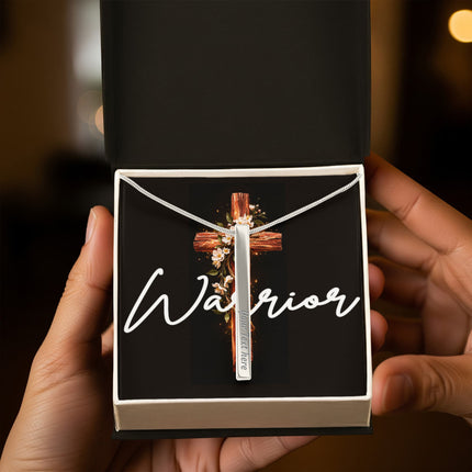 Warrior | Christian Engraved 4-Sided Stick Necklace | Gift for Her
